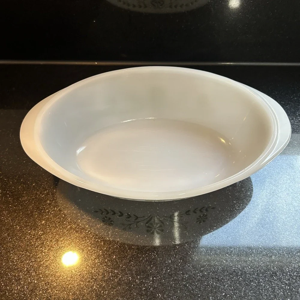Vintage Glasbake Milk Glass Green Daisy Floral Casserole Dish 1 Qt,‎ Granny